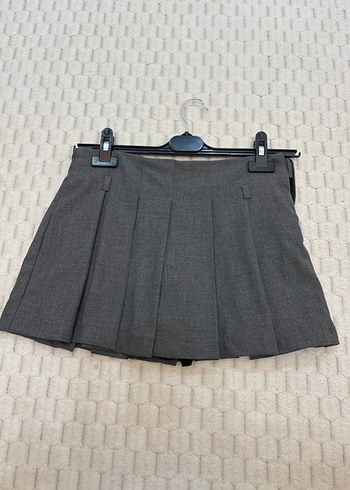 Stradivarius Gri Pilili Mini Etek