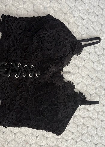 Bershka Dantelli Siyah Gotik Mini Büstiyer
