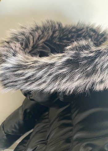 Kürklü Siyah Deri Uzun Kadın Kışlık Mont - Görsel 5