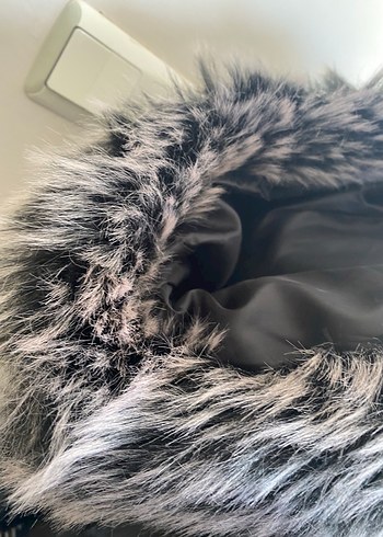 Kürklü Siyah Deri Uzun Kadın Kışlık Mont - Görsel 4