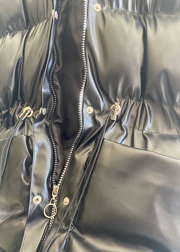 Kürklü Siyah Deri Uzun Kadın Kışlık Mont - Görsel 6