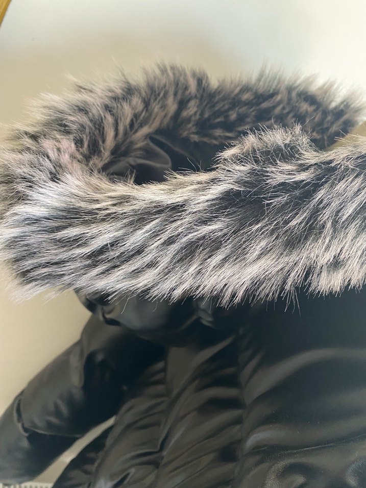 Kürklü Siyah Deri Uzun Kadın Kışlık Mont - Görsel 5