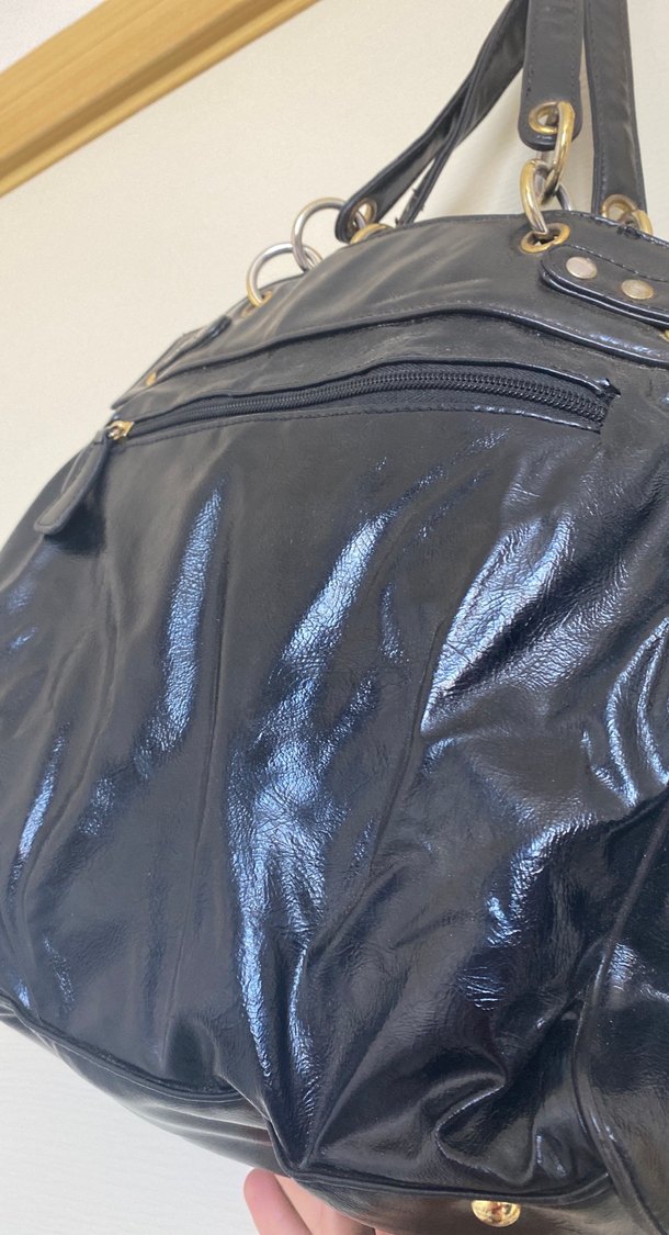 Siyah Deri Tokalı Kadın Çantası - Görsel 3