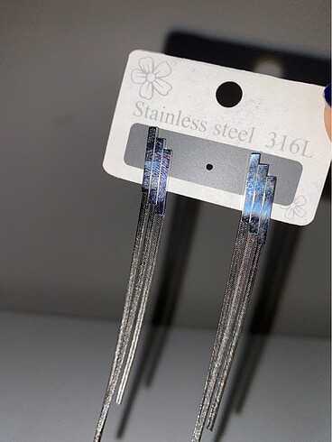 Stainless sterlin uzun küpe - Görsel 3