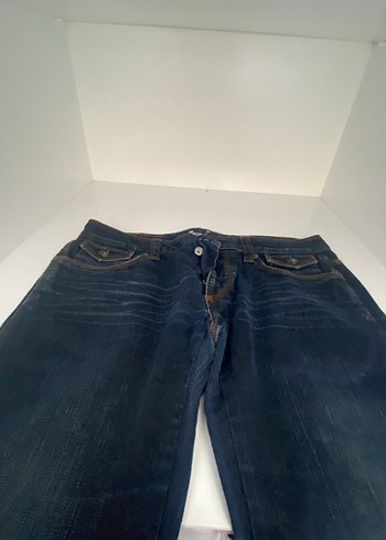 Lacivert Kemerli Denim Pantolon büyük beden - Görsel 4