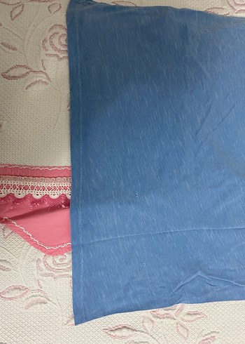 Mavi V Yaka Keten Hamile Tişörtü - Görsel 2