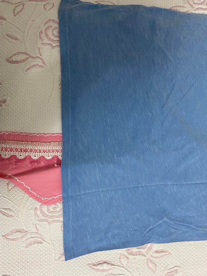 Mavi V Yaka Keten Hamile Tişörtü - Görsel 2