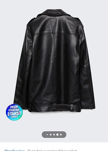 Stradivarius Kemer Detaylı Siyah Biker Deri Ceket