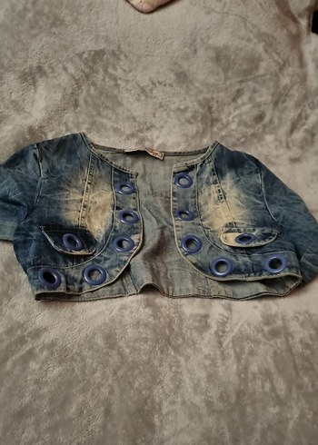 Düğmeli Mini Kadın Denim Ceket