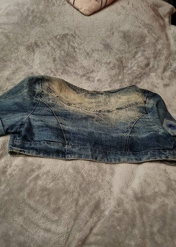 42 Beden mavi Renk Düğmeli Mini Kadın Denim Ceket