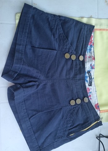 Diğer Düğmeli Lacivert Bayan Denim Şort