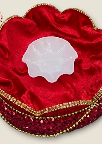 Kırmızı İşlemeli Boncuklu kına sepeti takımı - Görsel 2