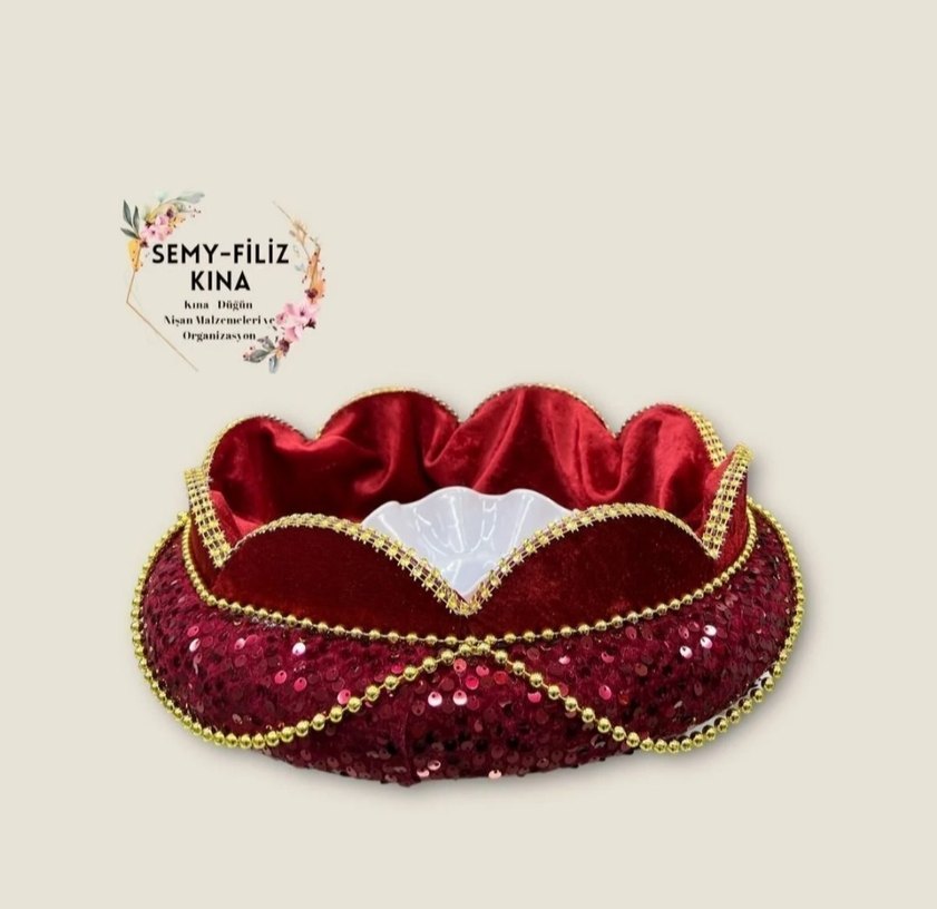 Bordo Renkli Süslemeli kına Sepet Seti - Görsel 4