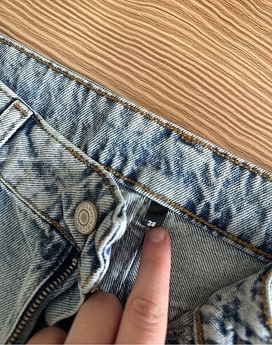38 Beden açık mavi yüksek bel mom jeans