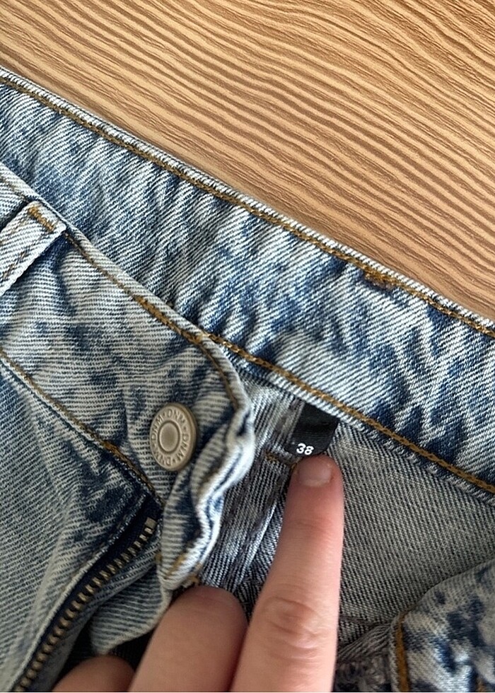 açık mavi yüksek bel mom jeans - Görsel 3