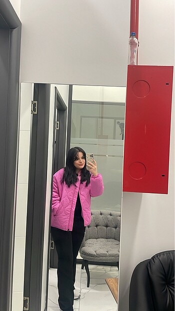 38 Beden pembe Renk Pembe aşırı tatlı kapitone mont