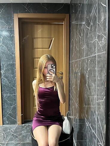 s Beden mor sırt dekolteli elbise