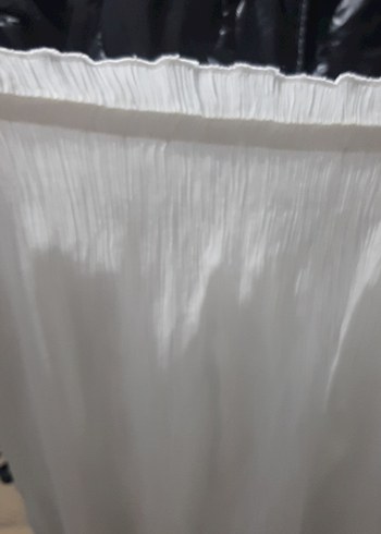 Beyaz Pilili Keten Midi Bluz - Görsel 2