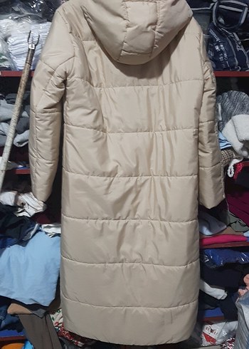 Kadın Bej Uzun Düğmeli Kışlık Mont - Görsel 2