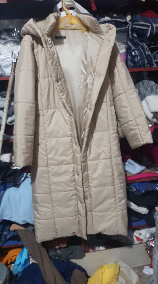 Kadın Bej Uzun Düğmeli Kışlık Mont - Görsel 3