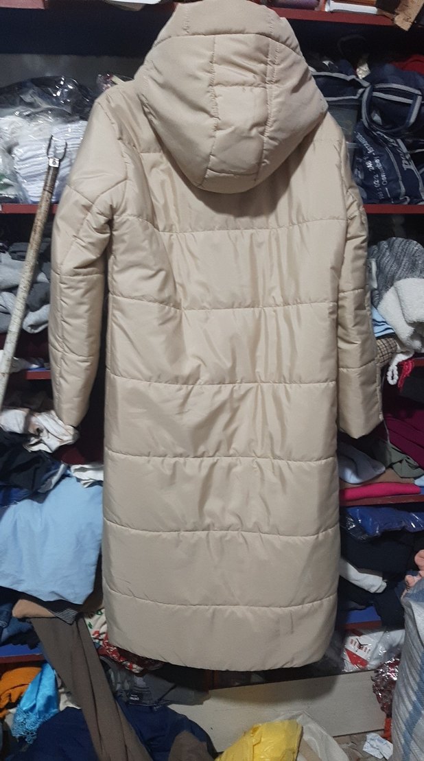 Kadın Bej Uzun Düğmeli Kışlık Mont - Görsel 2