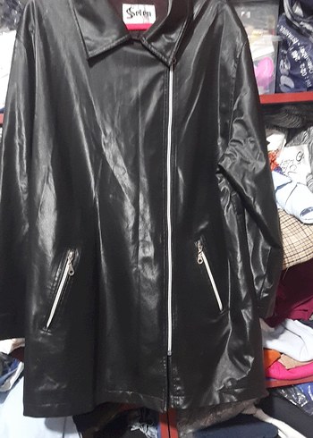 Kadın Siyah Deri Biker Ceket Kapüşonlu - Görsel 3