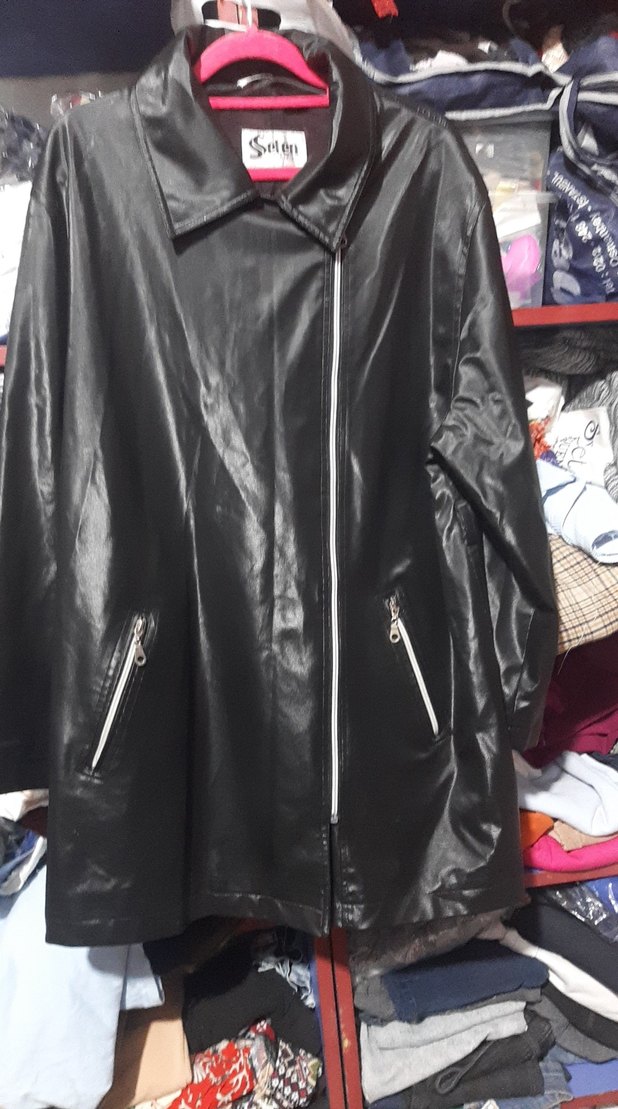 Kadın Siyah Deri Biker Ceket Kapüşonlu - Görsel 3