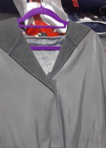 Gri Uzun Kadın Street Style Kaban - Görsel 4