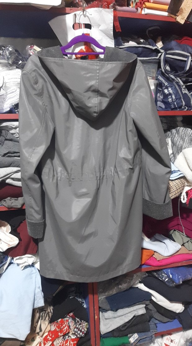 Gri Uzun Kadın Street Style Kaban - Görsel 2