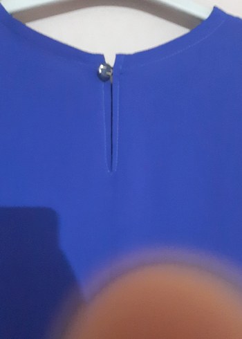 Mavi Uzun Kollu Fırfırlı Kadın tunik - Görsel 3