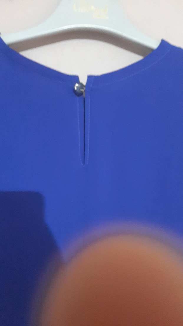 Mavi Uzun Kollu Fırfırlı Kadın tunik - Görsel 3