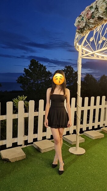 Diğer siyah içi şortlu mini elbise