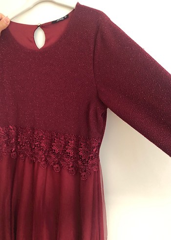 50 Beden Bordo Uzun Kollu Drapeli Kadın Elbise