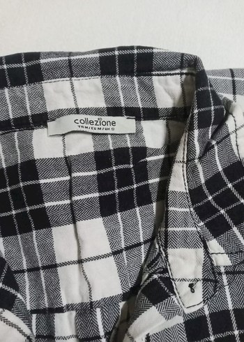 Collezione Kadın Gri Kareli Uzun Kollu Gömlek