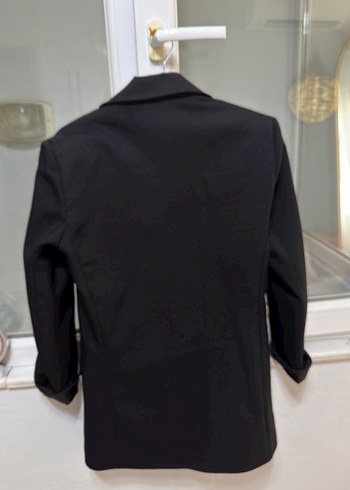 Kadın Siyah Düğmeli Midi Blazer Ceket - Görsel 5