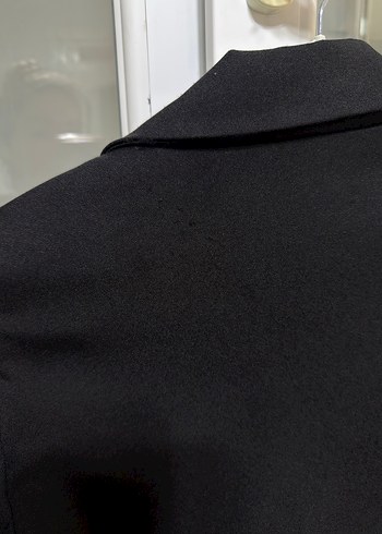 Kadın Siyah Düğmeli Midi Blazer Ceket - Görsel 7