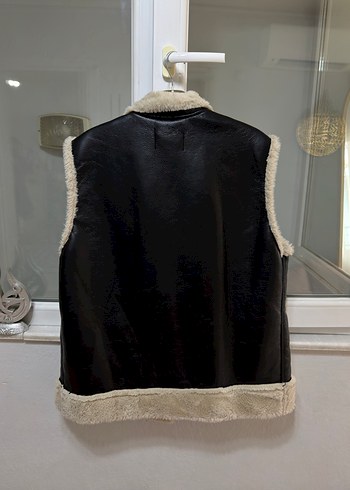 Kahverengi Deri Kürklü Kolsuz Ceket - Görsel 2