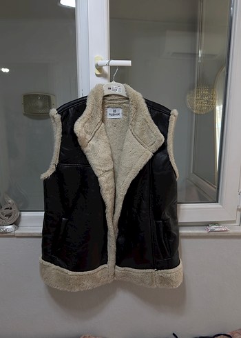 Kahverengi Deri Kürklü Kolsuz Ceket - Görsel 4