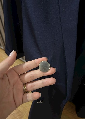 Stradivarius Lacivert Düğmeli Kadın Blazer Ceket - Görsel 6