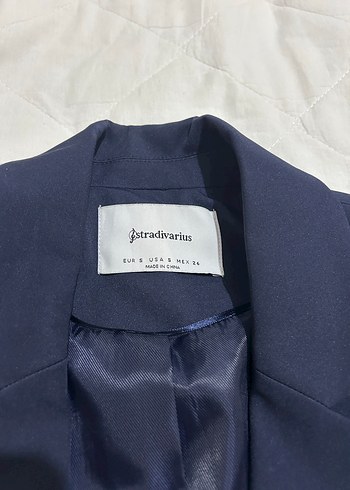 Stradivarius Lacivert Düğmeli Kadın Blazer Ceket - Görsel 4