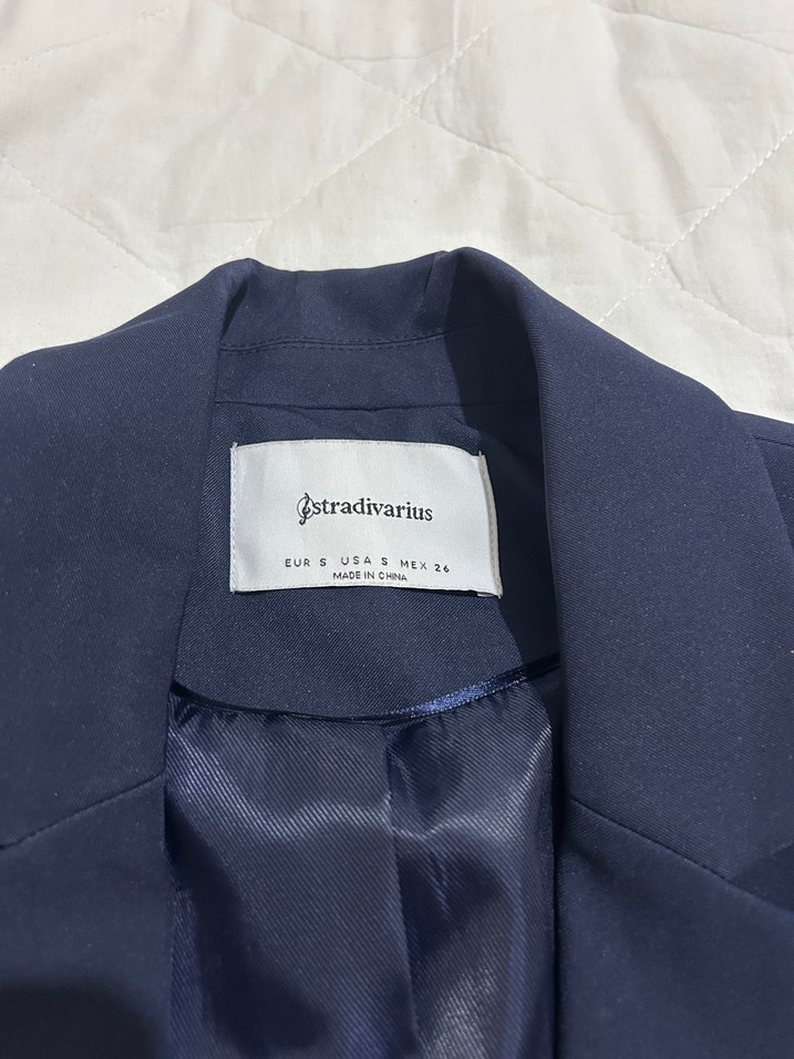 Stradivarius Lacivert Düğmeli Kadın Blazer Ceket - Görsel 4