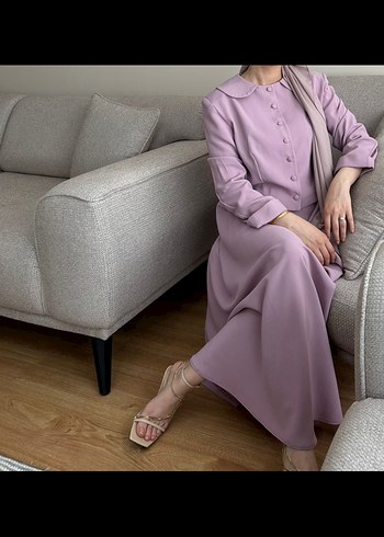 Tesettür Lila Etekli Takım - Görsel 5