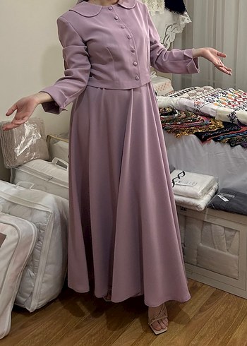 Tesettür Lila Etekli Takım - Görsel 7