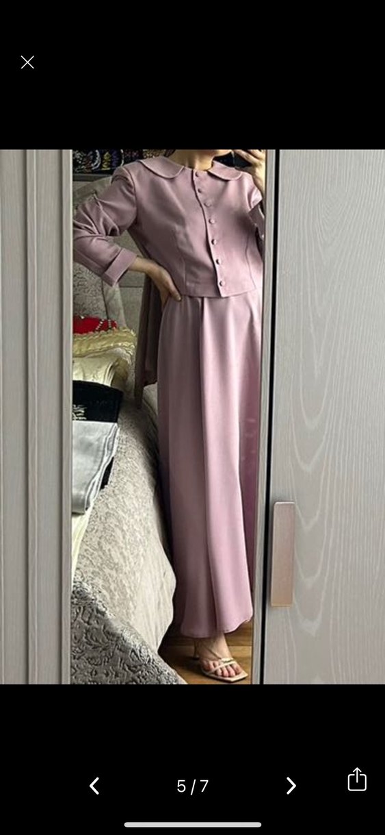 Tesettür Lila Etekli Takım - Görsel 4