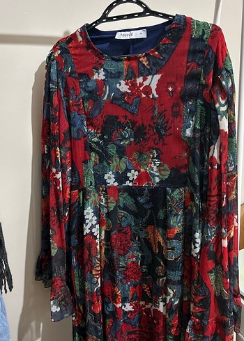 Çiçek Desenli Uzun Kollu Bohem Elbise - Görsel 2