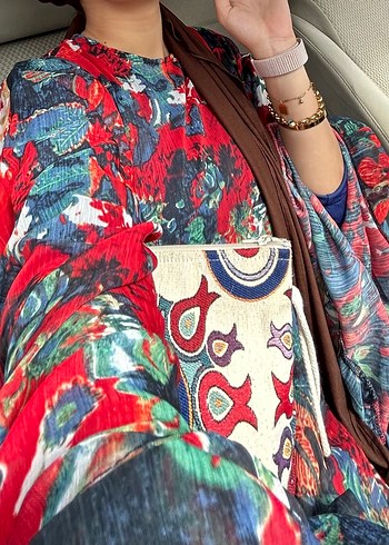 Çiçek Desenli Uzun Kollu Bohem Elbise - Görsel 4