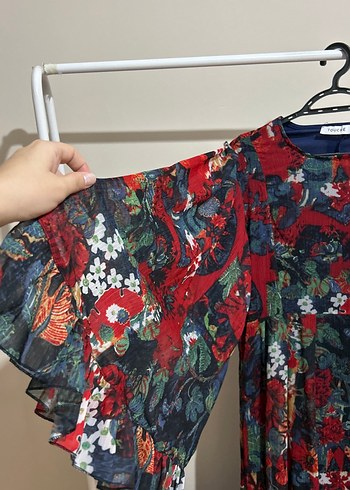 Çiçek Desenli Uzun Kollu Bohem Elbise - Görsel 3