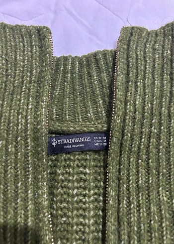 Stradivarius Kadın Yeşil Yarım Fermuarlı Kazak - Görsel 4