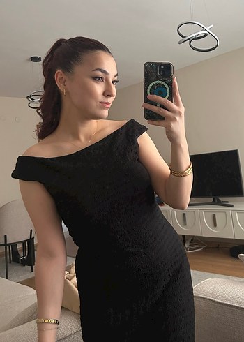 Mango Siyah Midi Elbise - Görsel 2