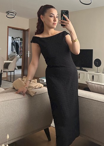 Mango Siyah Midi Elbise - Görsel 3